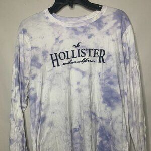 Women's Hollister Size M -  Blue & White Long Sleeve Tee Shirt Top